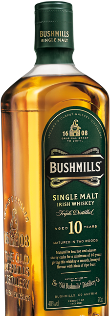 BUSHMILLS SINGLE MALT IRISH WHISKEY 10 YEARS OLD